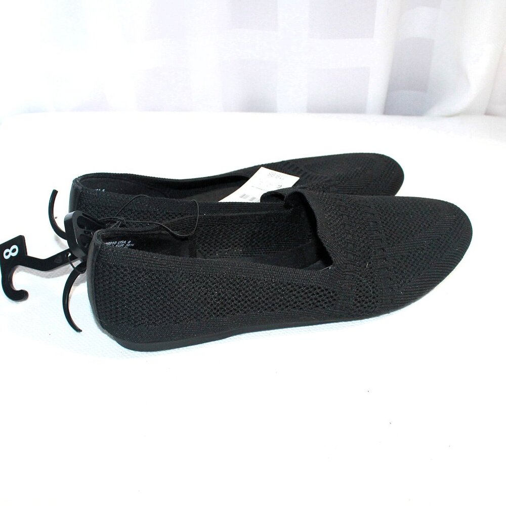 NWT Time and Tru Black Knit Memory Foam Loafers, 8